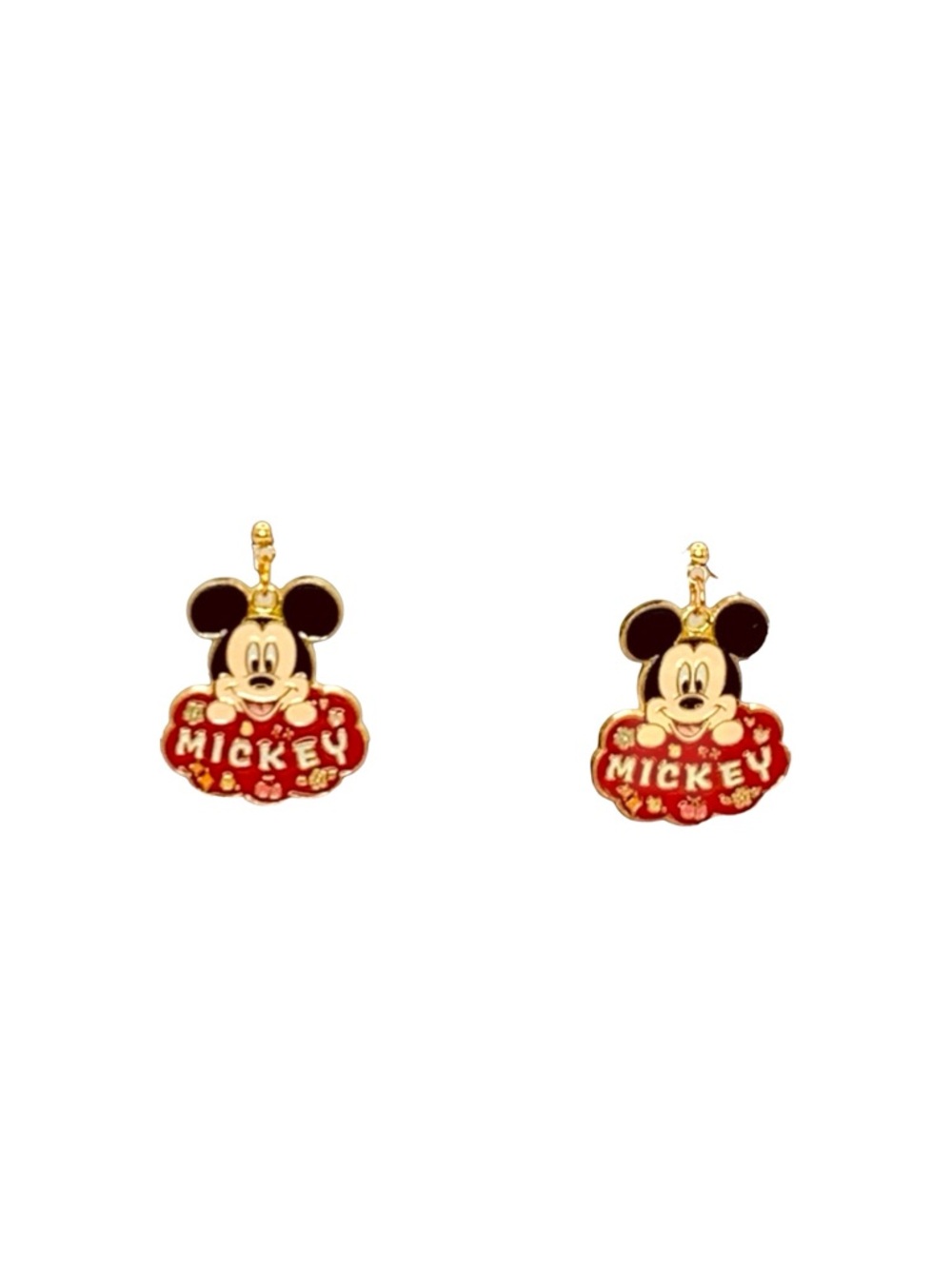 Mickey Mouse Gold and Red Stud Dangle Earrings - Picture 3 of 3